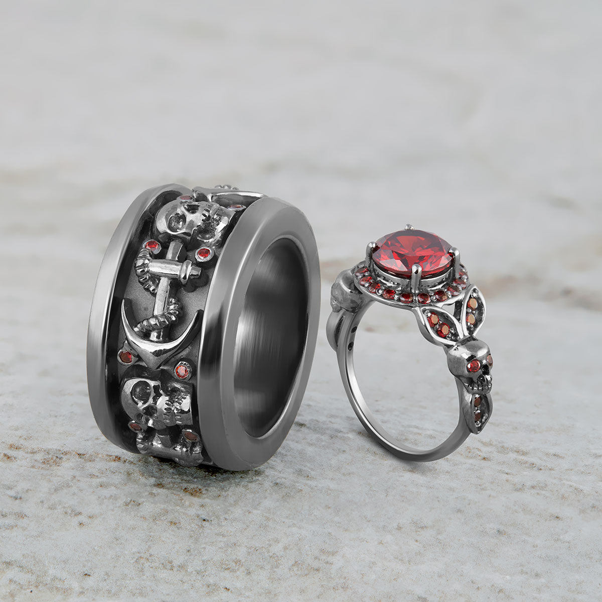 Matching Skull Wedding Rings