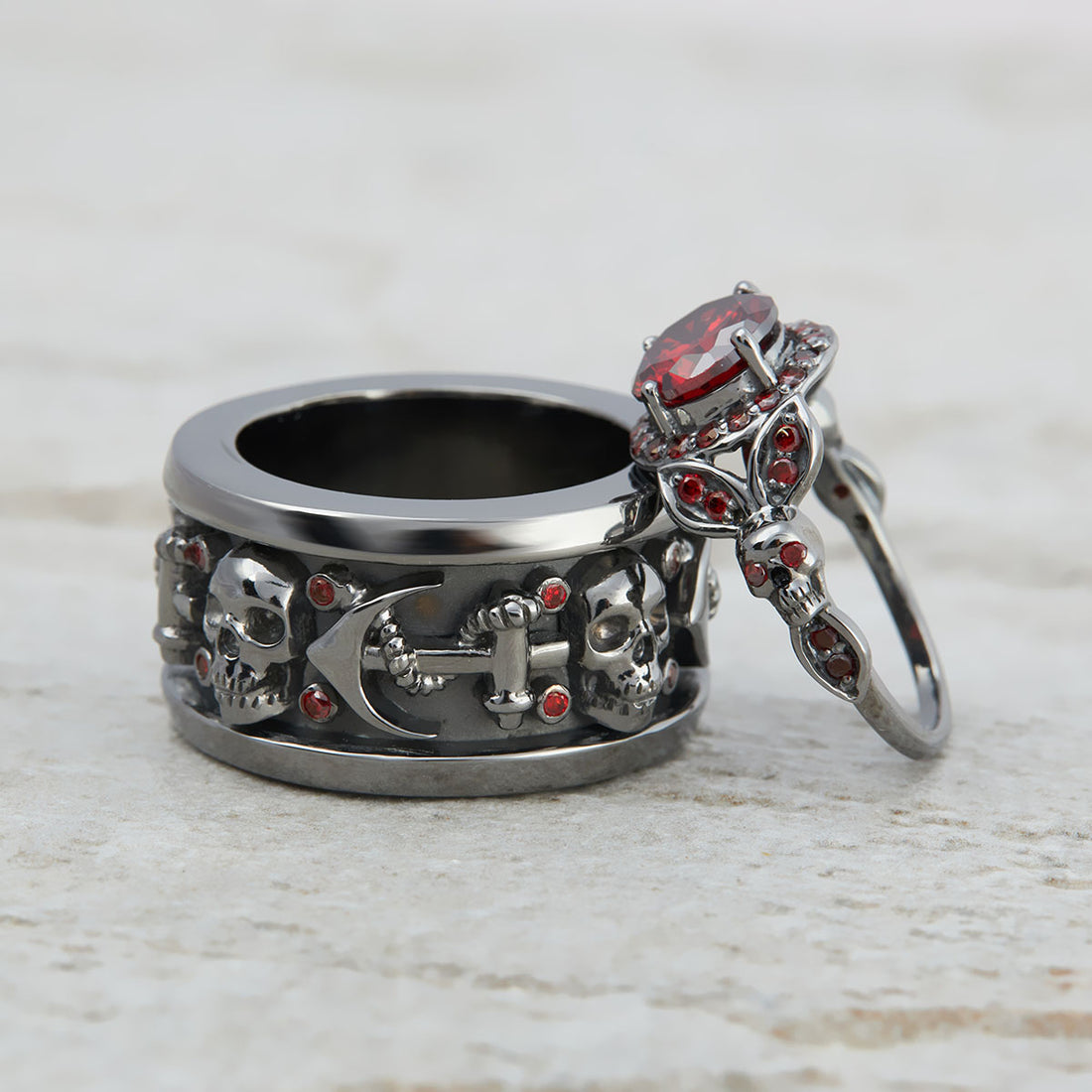 Matching Skull Wedding Rings