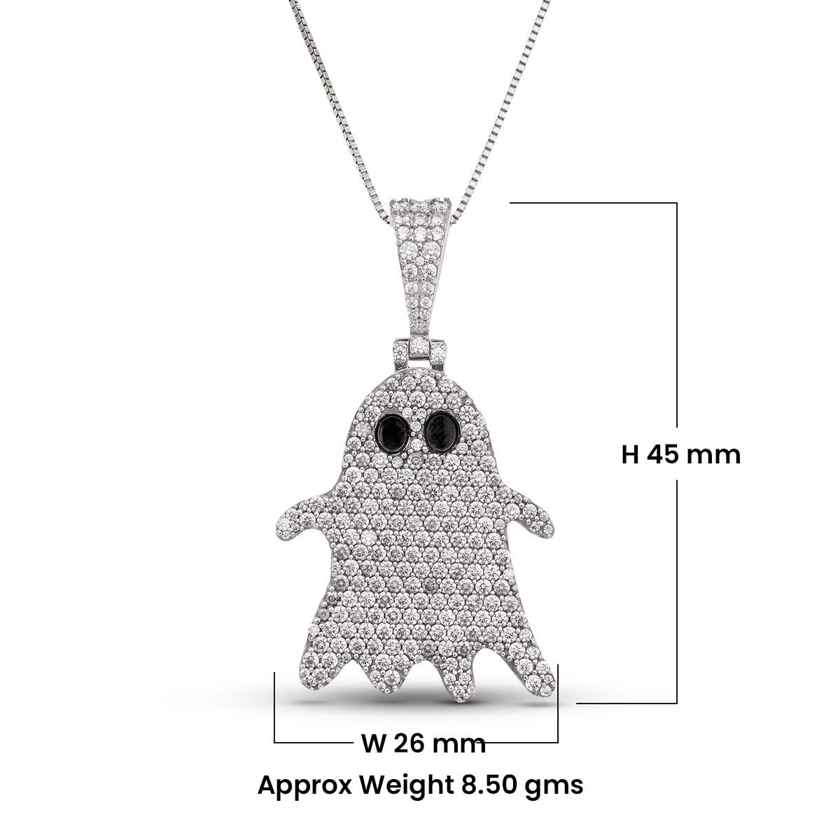 Icedout Ghost Pendant Necklace Halloween Jewelry AAA CZ Diamond
