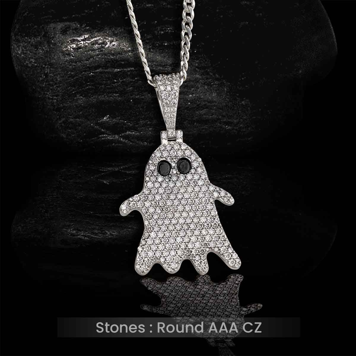 Icedout Ghost Pendant Necklace Locket With Chain Ghost Jewelry Gothic Hip Hop