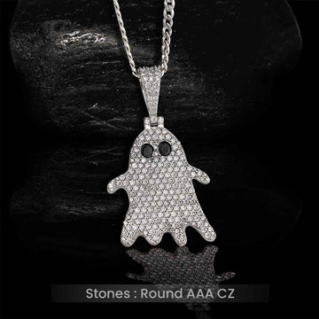 Icedout Ghost Pendant Necklace Locket With Chain Ghost Jewelry Gothic Hip Hop