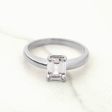 Solitaire Engagement Ring Rose Gold White Gold Radiant Cut Moissanite Diamond