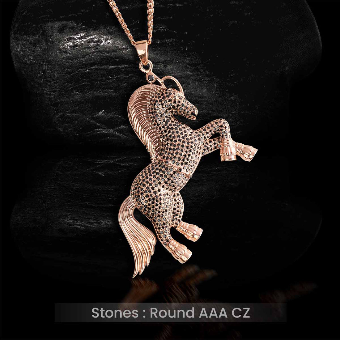 Hip Hop Horse Pendant Necklace With Chain Animal Jewelry
