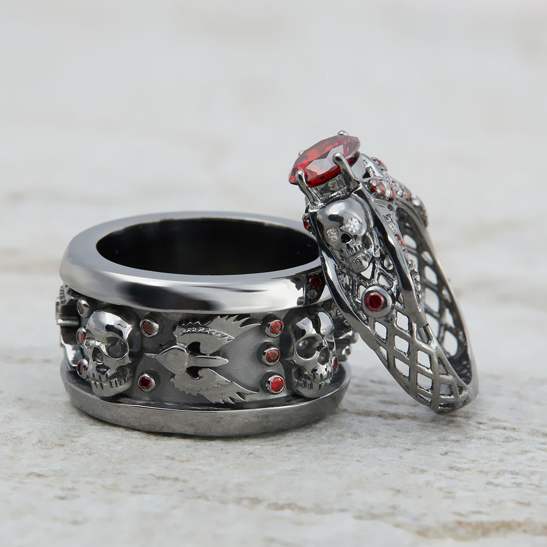 MESH SKULL ENGAGEMENT RINGS