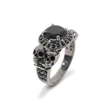 1.10tcw Black Onyx Skull Engagement Ring Gothic Ring Womens
