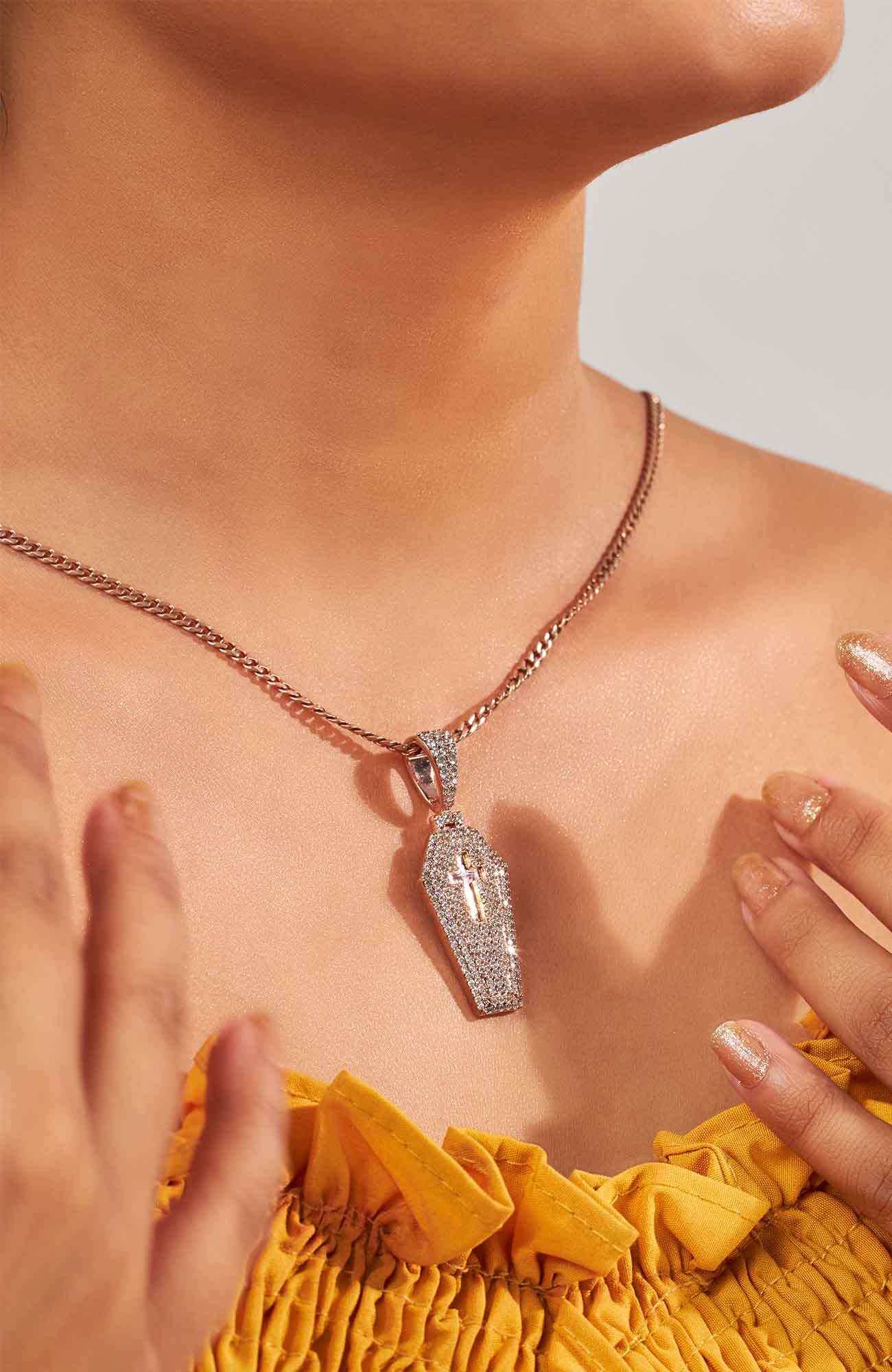 Icedout Coffin Pendant Necklace With Chain Holy Cross Hip Hop Halloween Jewelry