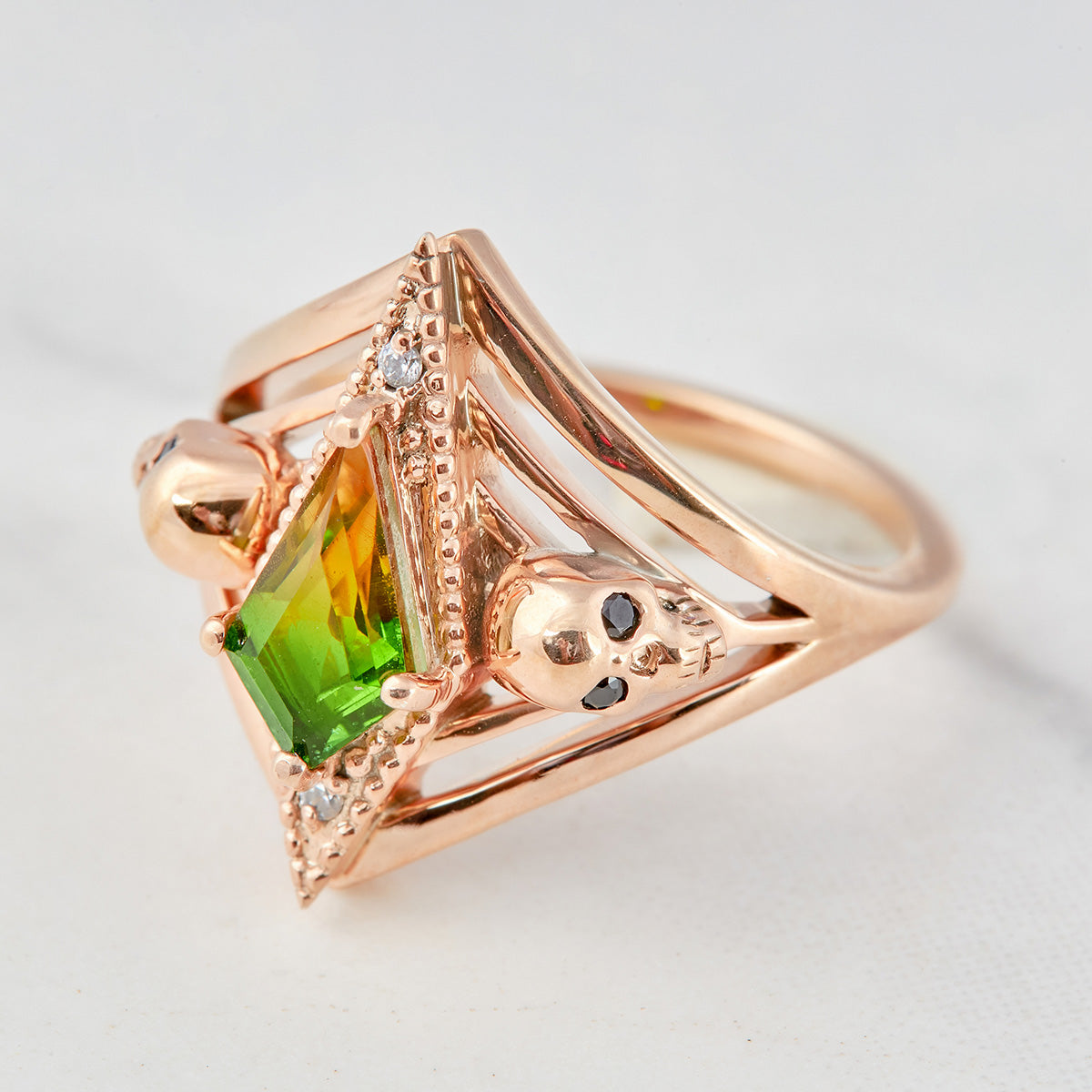 Kite Cut Skull Engagement Ring
