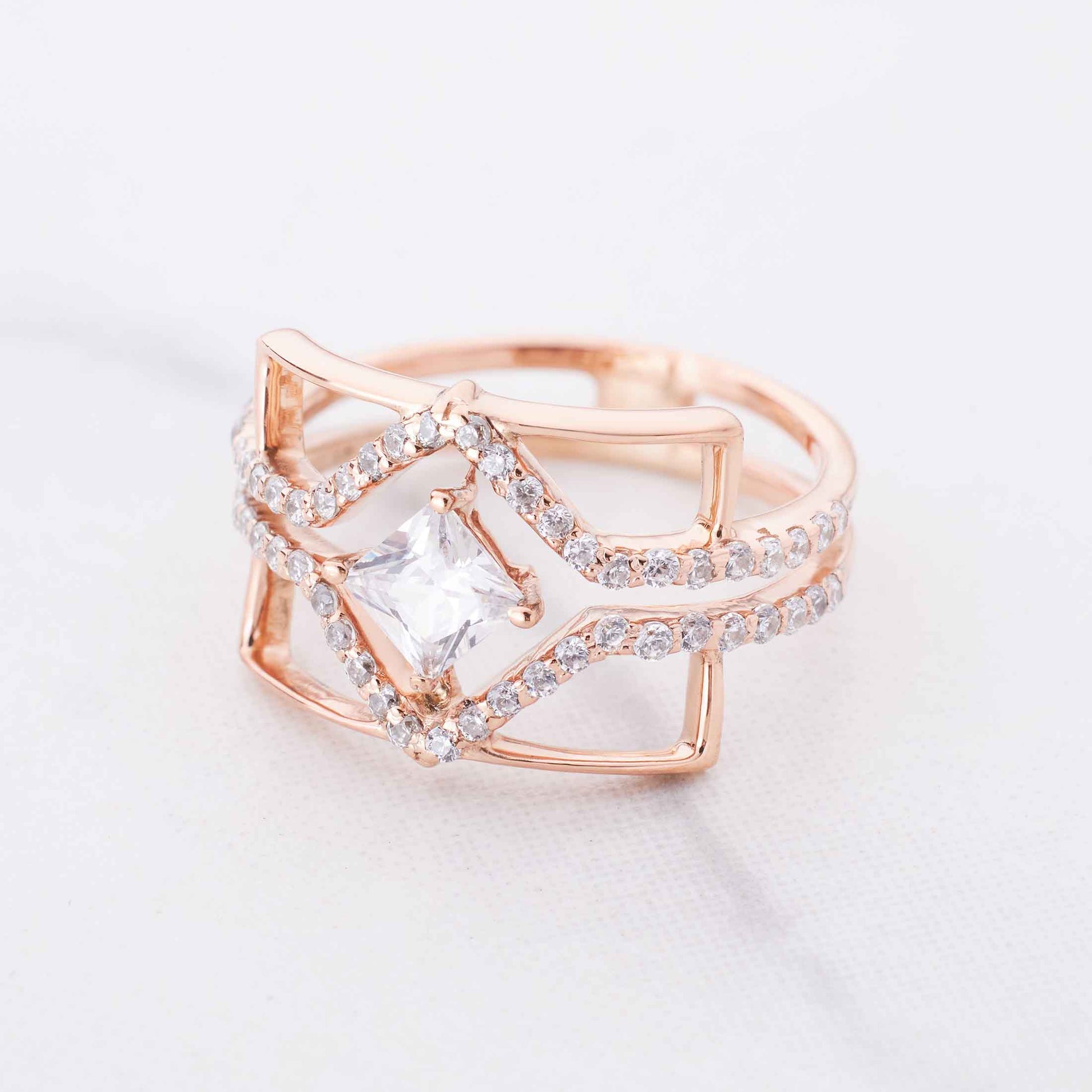 Princess Diamond Statement Ring Fancy Engagement Rings Rose Gold