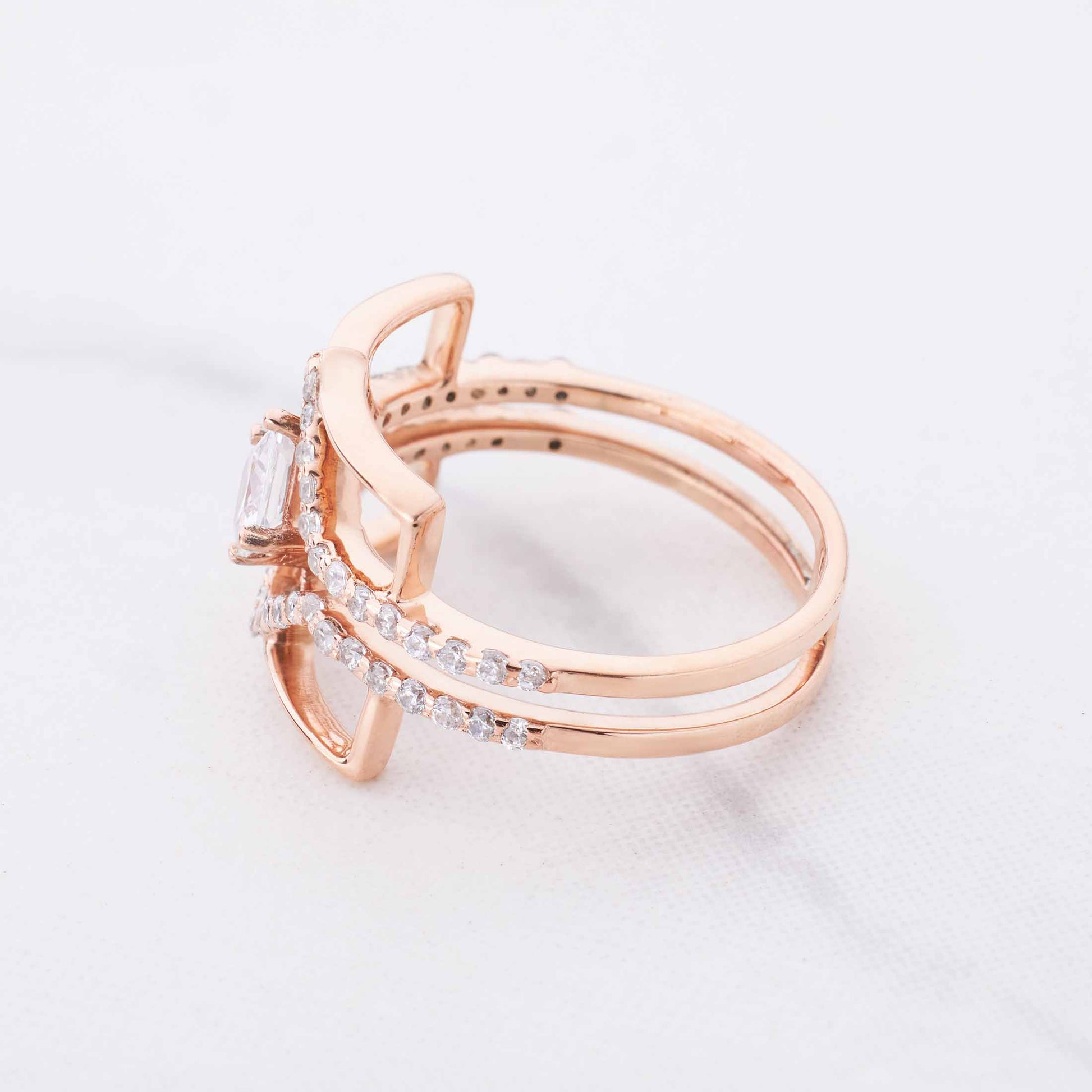Princess Diamond Statement Ring Fancy Engagement Rings Rose Gold