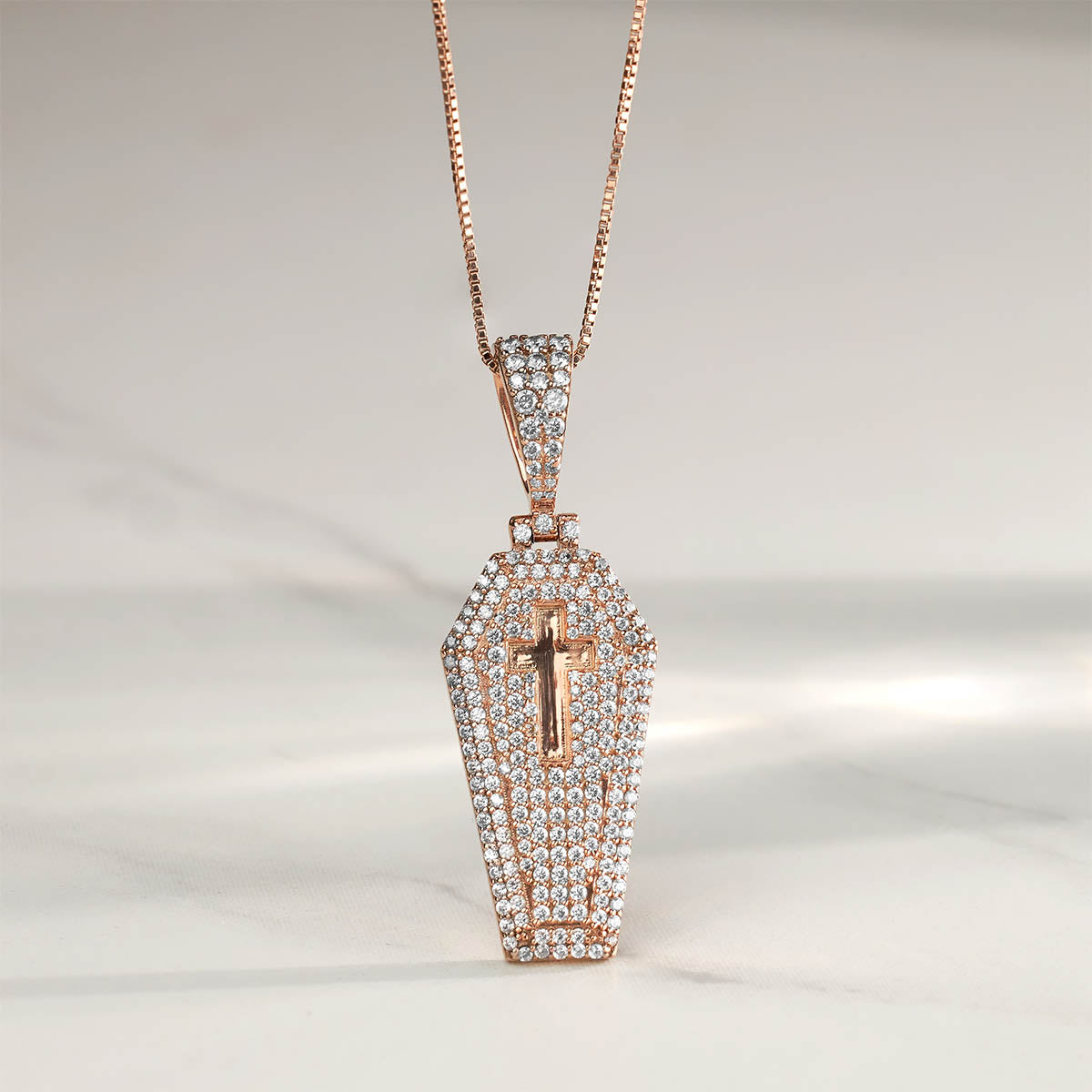 Icedout Coffin Pendant Necklace With Chain Holy Cross Hip Hop Halloween Jewelry