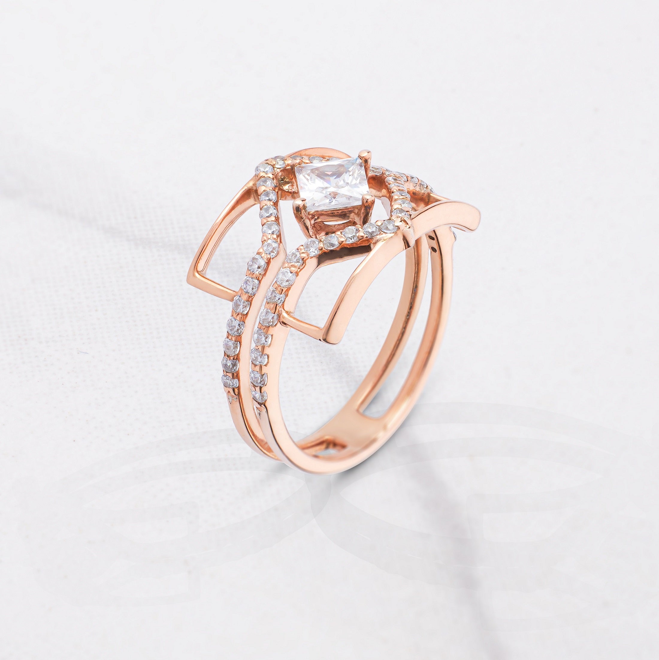 Princess Diamond Statement Ring Fancy Engagement Rings Rose Gold