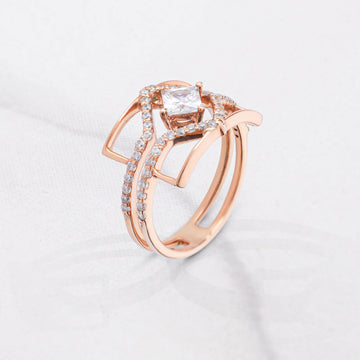 Princess Diamond Statement Ring Fancy Engagement Rings Rose Gold
