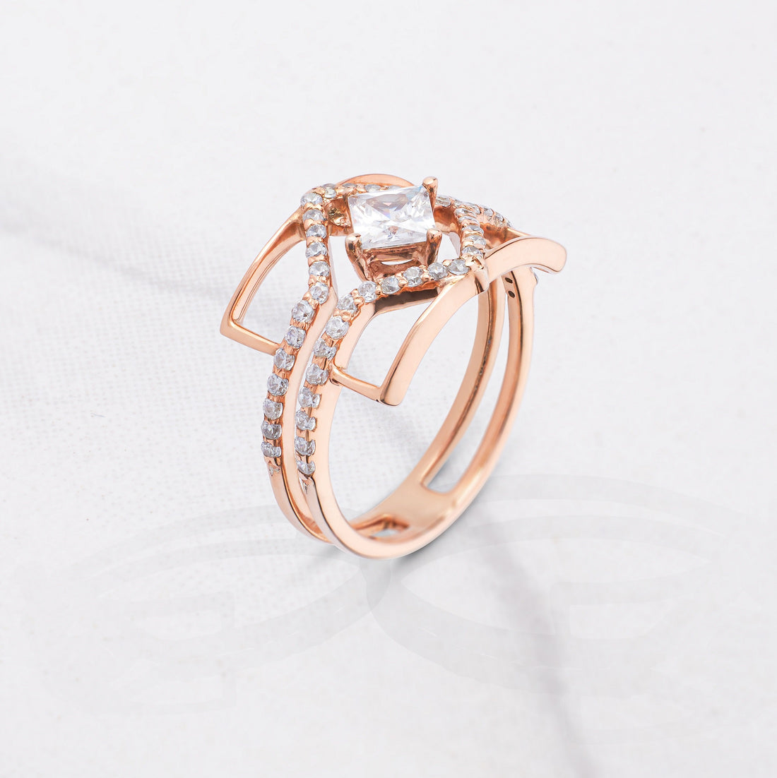 Princess Cut Moissanite Statement Ring Unique Engagement Rings