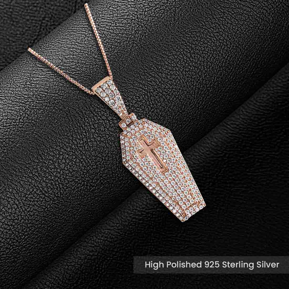 Icedout Coffin Pendant Necklace With Chain Holy Cross Hip Hop Halloween Jewelry