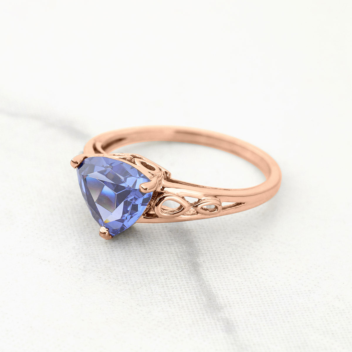 Trillion Cut Engagement Ring Blue Titanic Gemstone Cathedral
