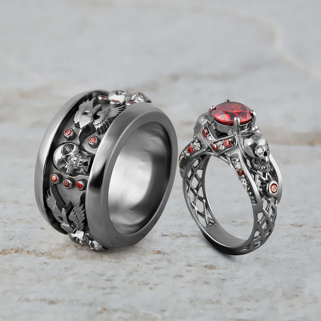 MESH SKULL ENGAGEMENT RINGS