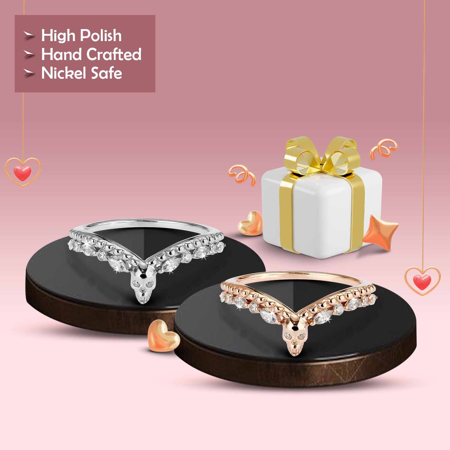 Moissanite Skull Enhancer Ring Engagement Wedding Band for Women Rose Gold