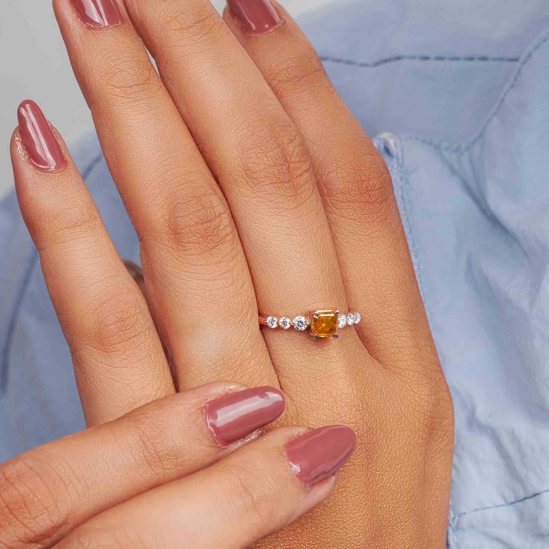 Radiant Cut Vivid Yellow Fancy Rustic Diamond Engagement Ring