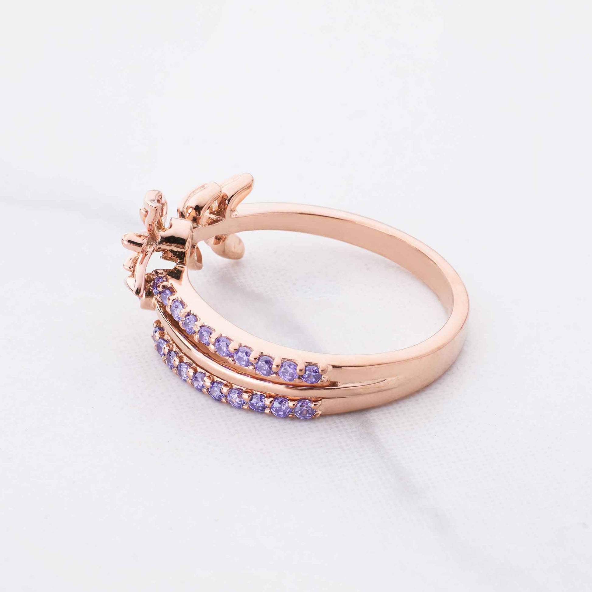 Butterfly Ring Purple Natural Amethyst Rose Gold Engagement Rings Nature Inspired Jewelry