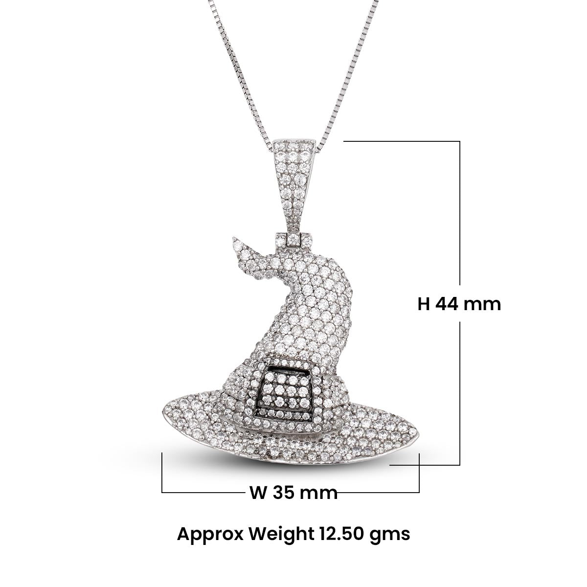 Iced Out Witch Hat Pendant Necklace With Chain Halloween Gothic Hip Hop Jewelry