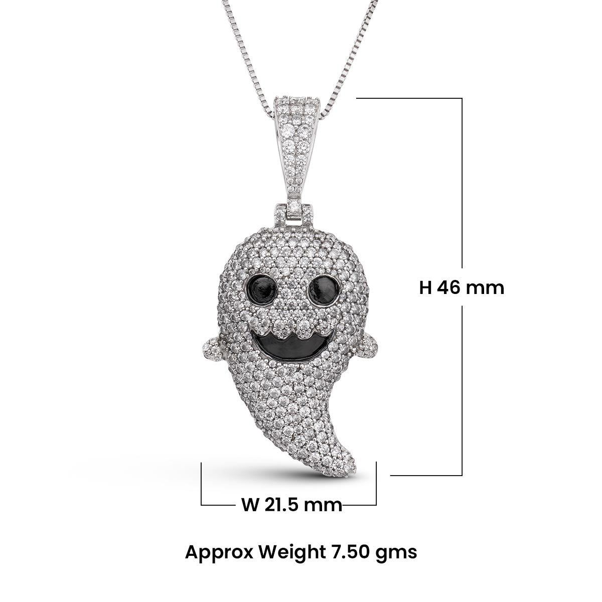 Icedout Cute Ghost Pendant Necklace With Chain Hip Hop Jewelry