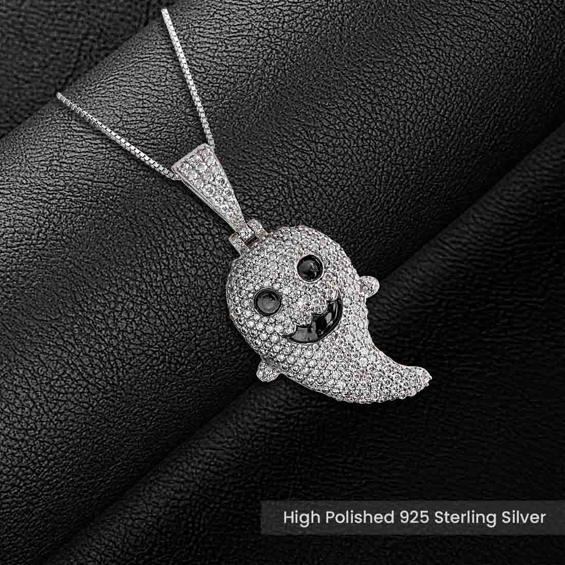 Icedout Cute Ghost Pendant Necklace With Chain Hip Hop Jewelry