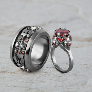 GOTHIC COUPLE WEDDING RING SET