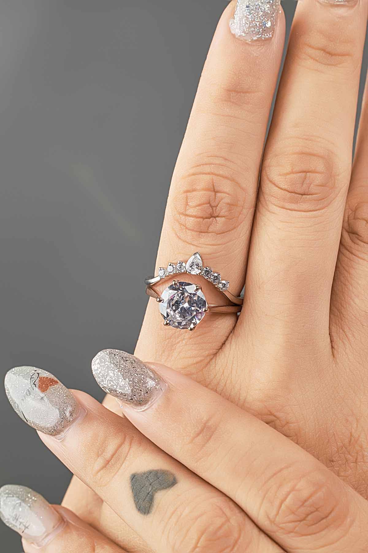 Diamond Wedding Band Enhancer Guard Stacking Promise Ring