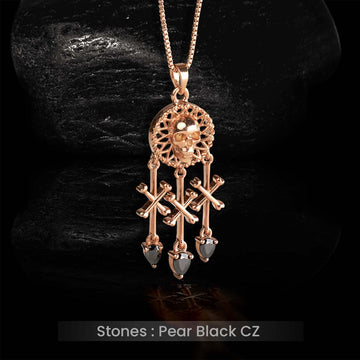 Skull Dreamcatcher Pendant Necklace With chain Protection Pendant Crossbones Charm
