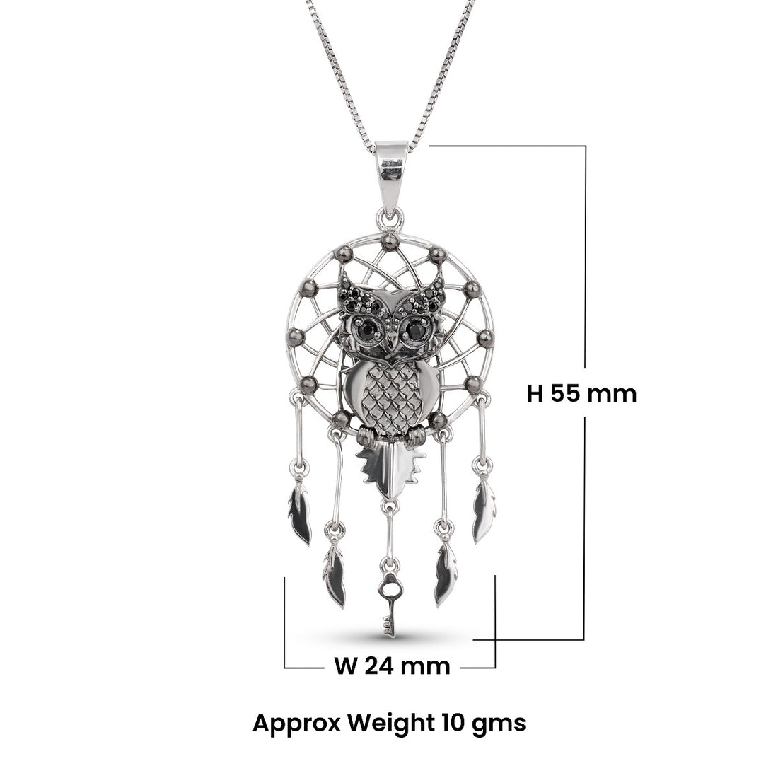 Owl Dreamcatcher Pendant Necklace With Chain Protection Pendant Feather Charm Owl Jewelry