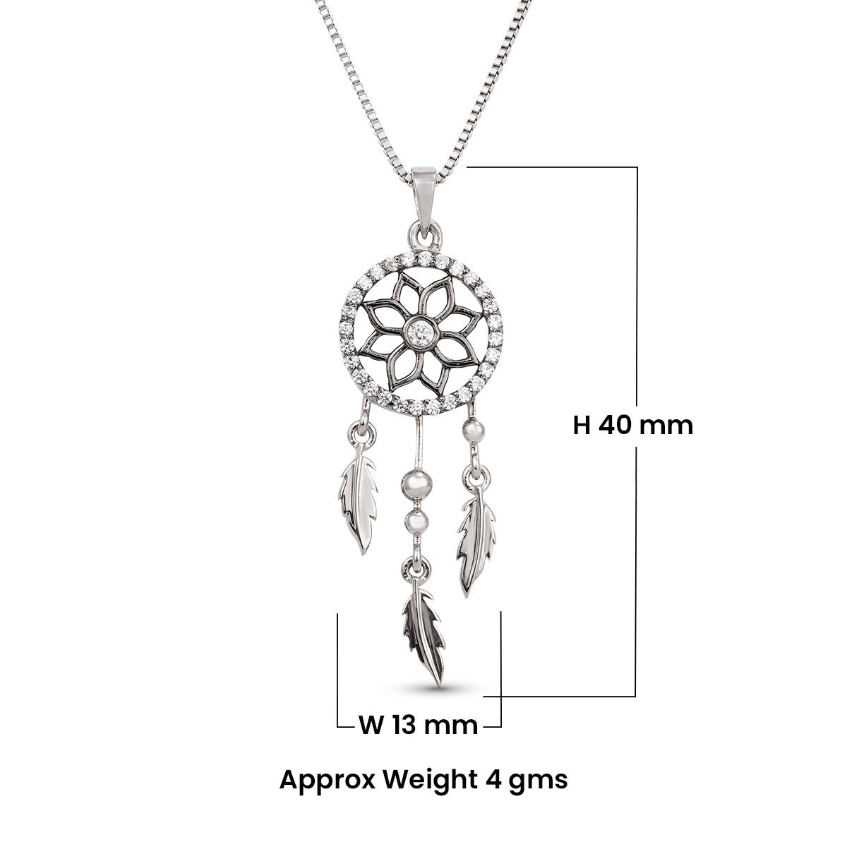 Moissanite Dream Catcher Pendant Necklace Sterling Silver Boho