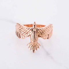 Rose Gold Raven Ring Odin's Raven Norse Viking Jewelry Crow Ring