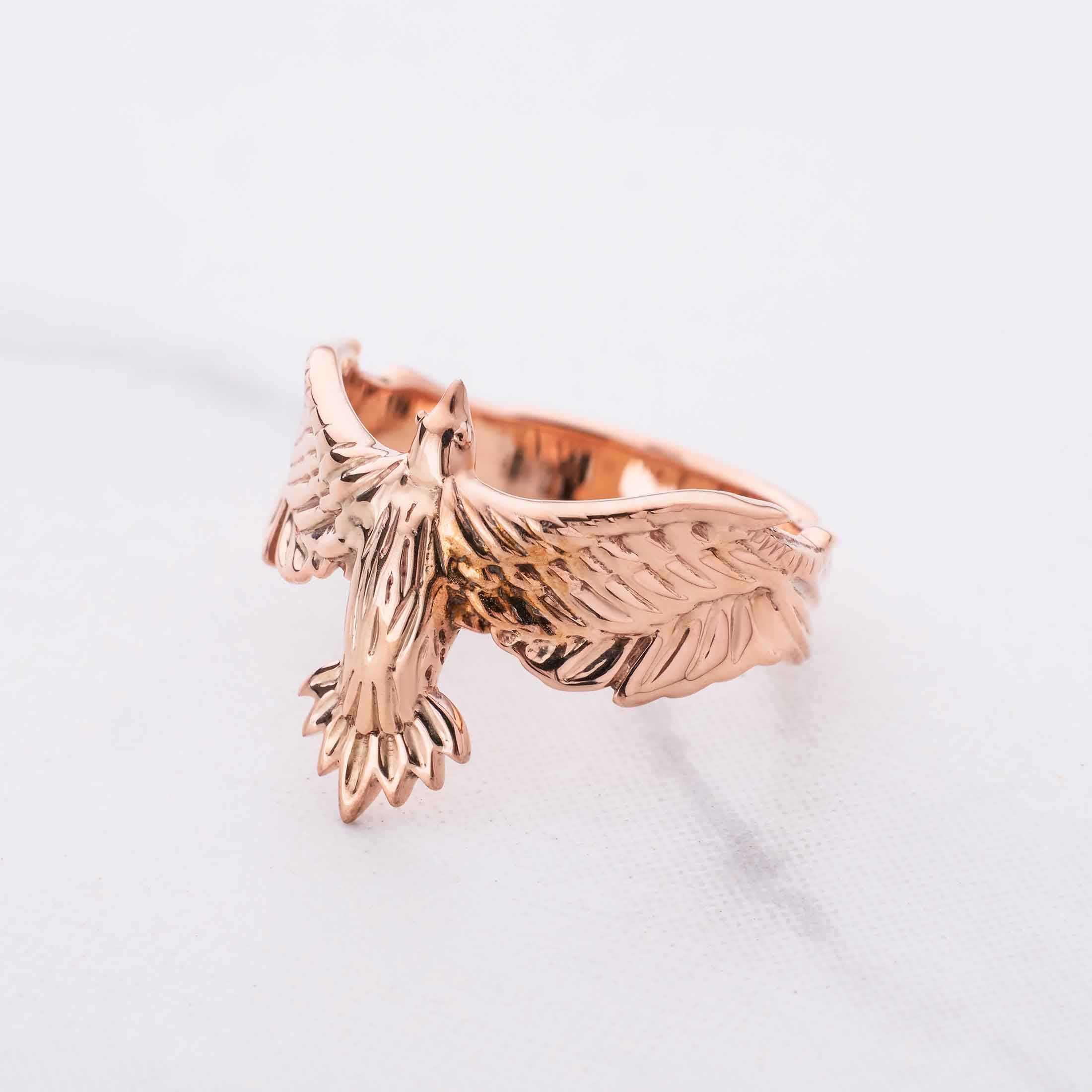 Rose Gold Raven Ring Odin's Raven Norse Viking Jewelry Crow Ring