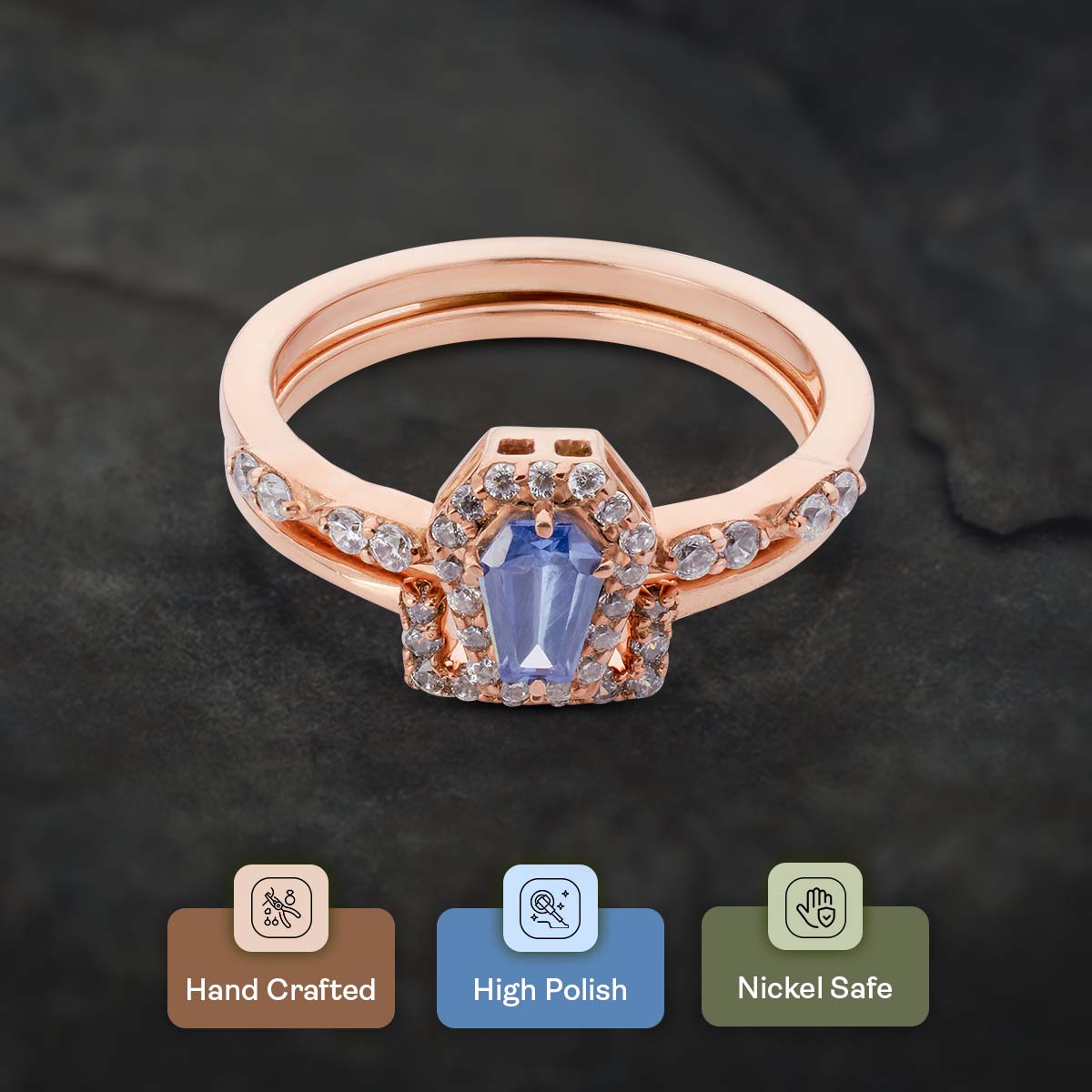 Coffin Wedding Ring Set Till Death Engagement Ring Bridal Set