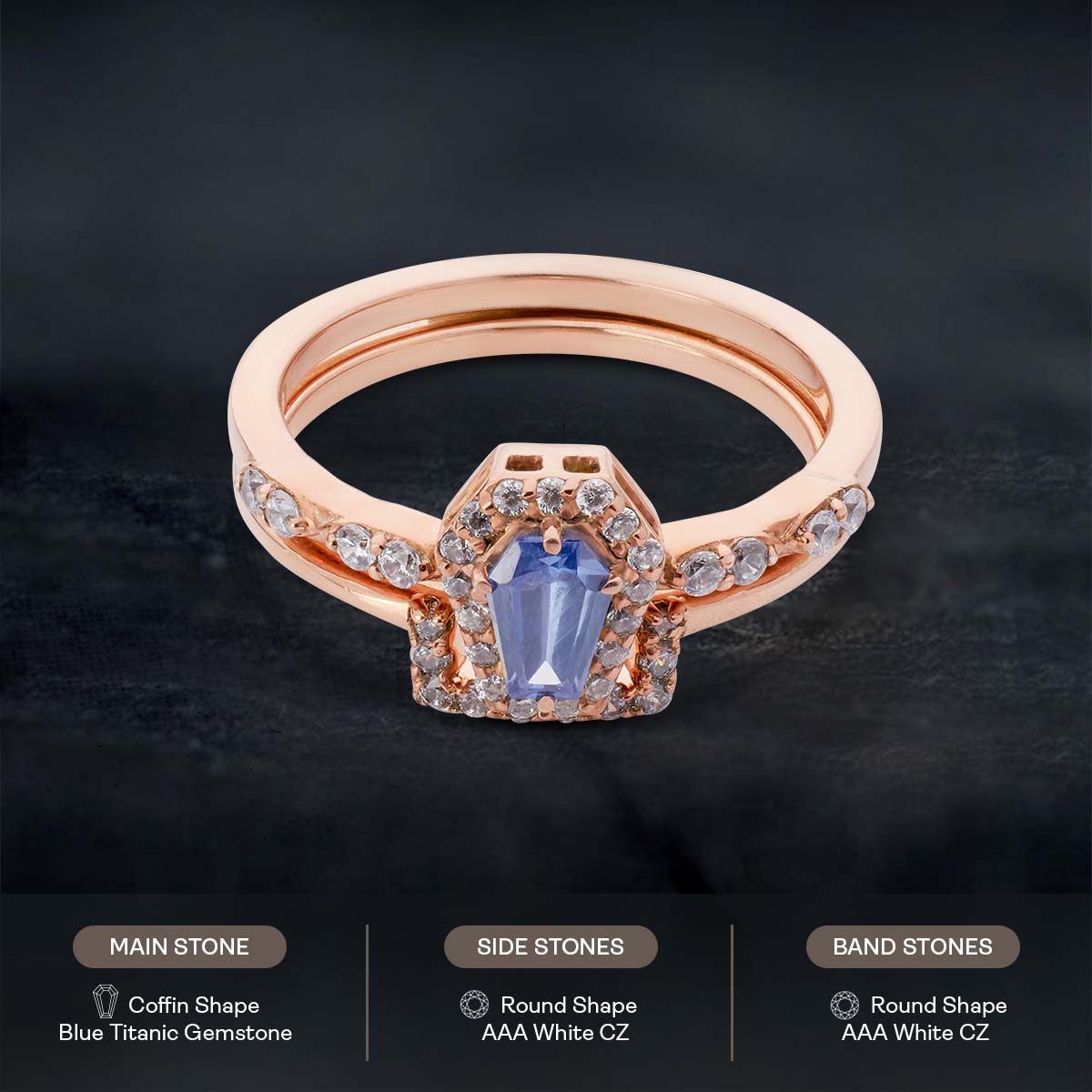 Coffin Wedding Ring Set Till Death Engagement Ring Bridal Set