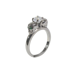 1CT Solitaire Diamond Skull Engagement Ring For Women Silver