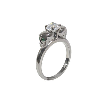 Solitaire Diamond Skull Ring