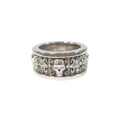 Emerald Skull Wedding Band Fleur De Lis Badass Bikers Skull Band Gold