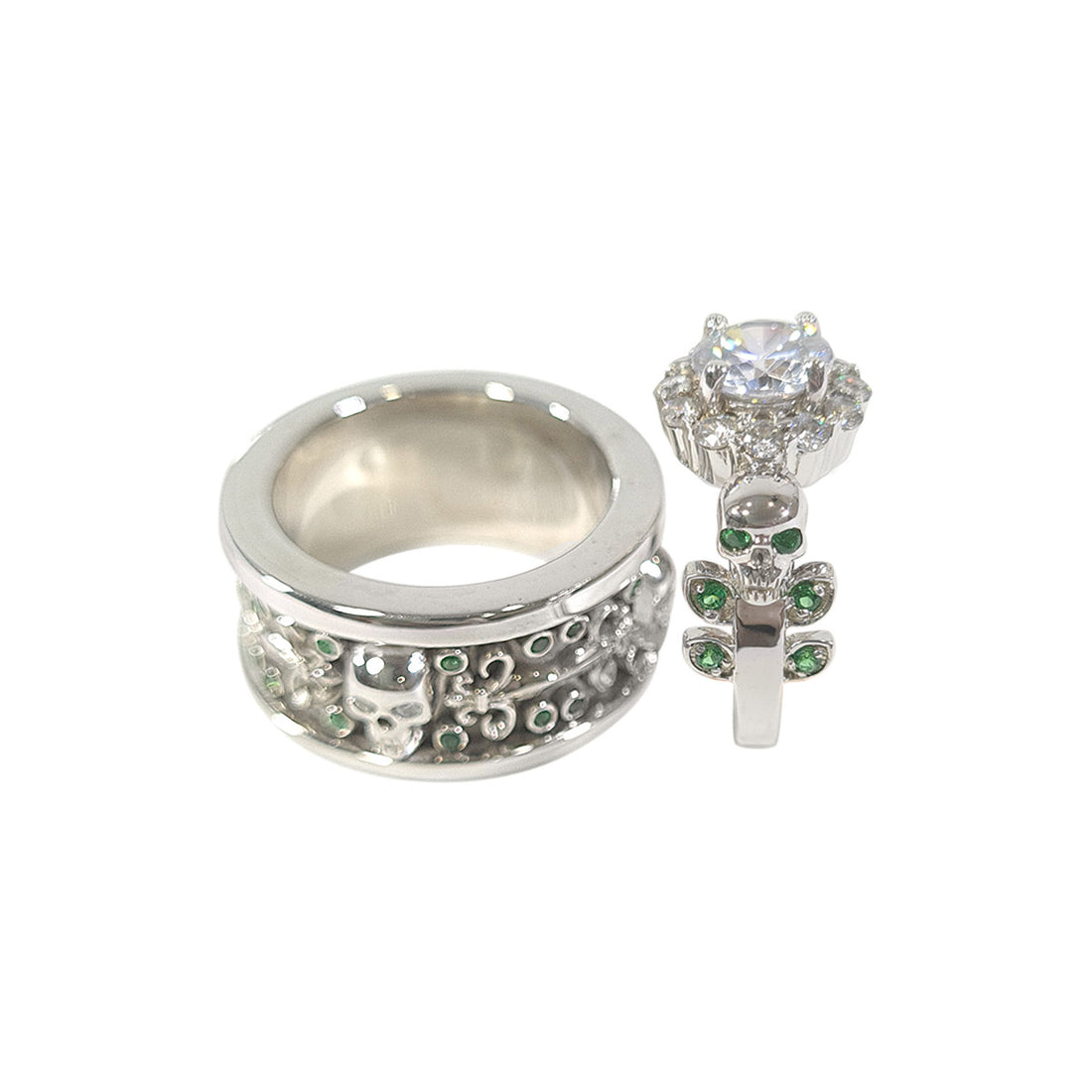 Diamond Skull Ring Set