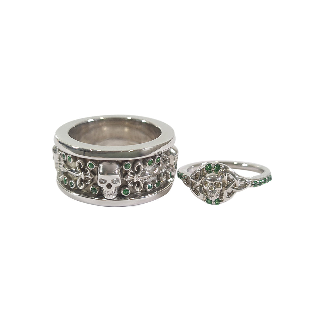 Emerald Skull Promise Rings