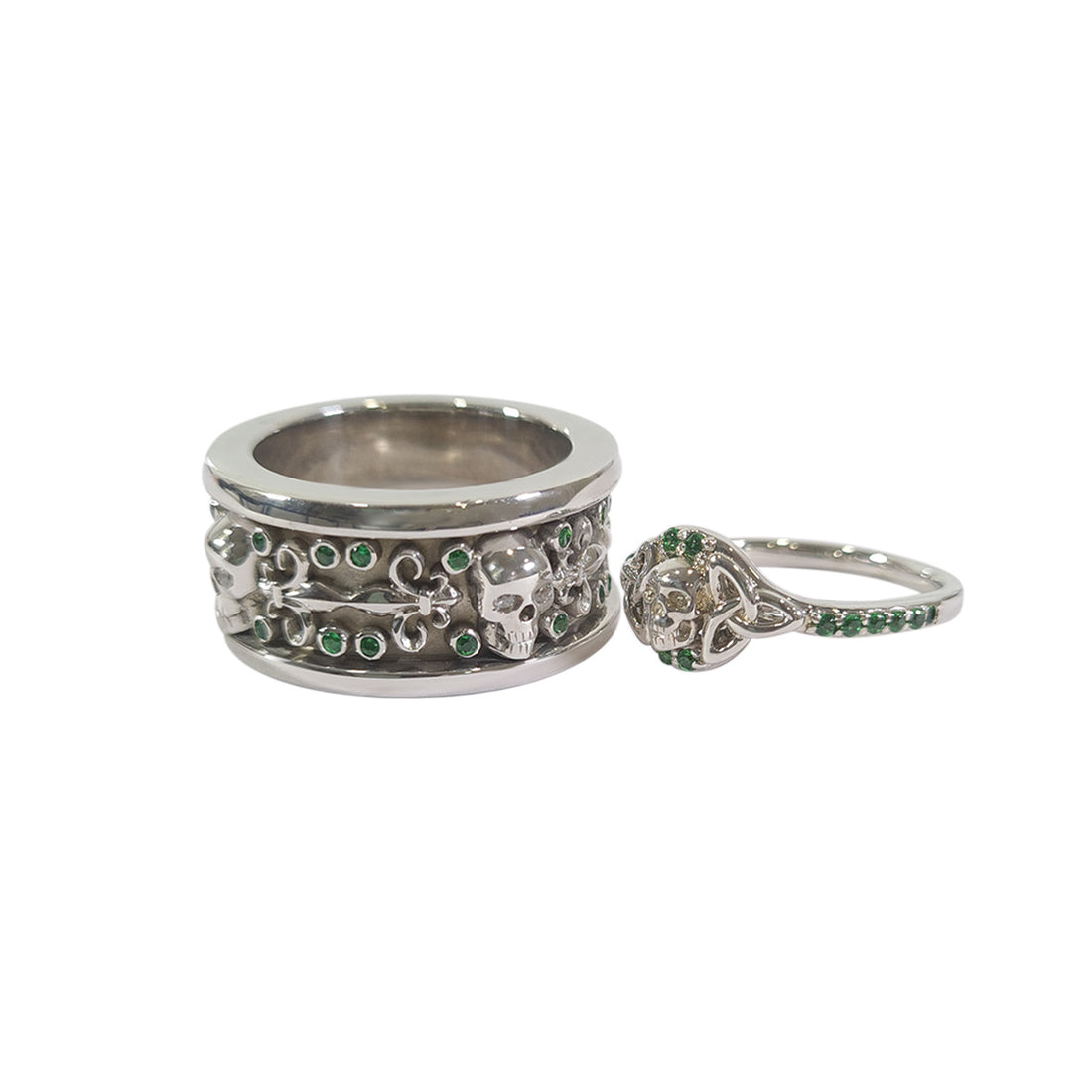 Emerald Skull Promise Rings
