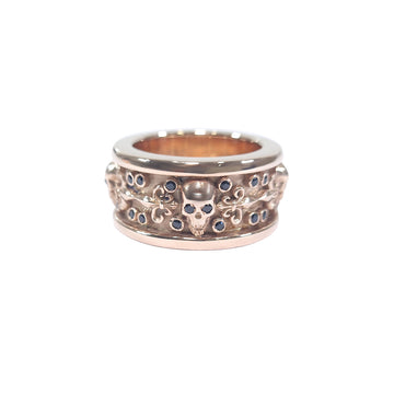 Skull Engagement Band Mens French Flower Gothic Biker Skull Band