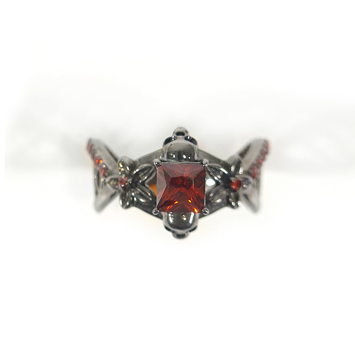 Flower Skull Ring Womens