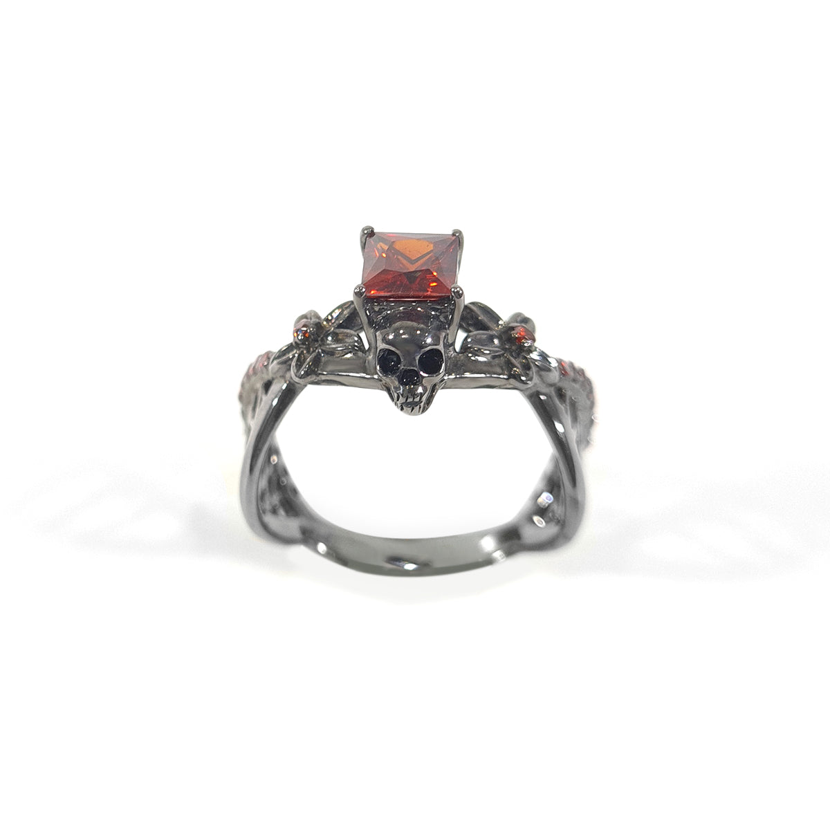 Flower Skull Ring Womens