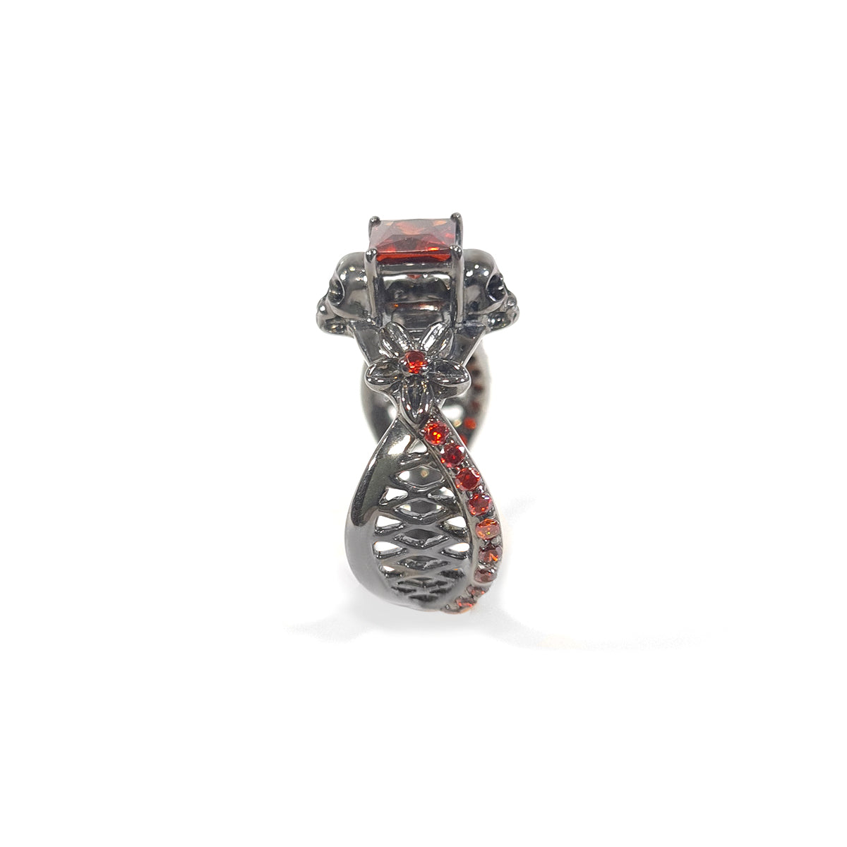 Flower Skull Ring Womens