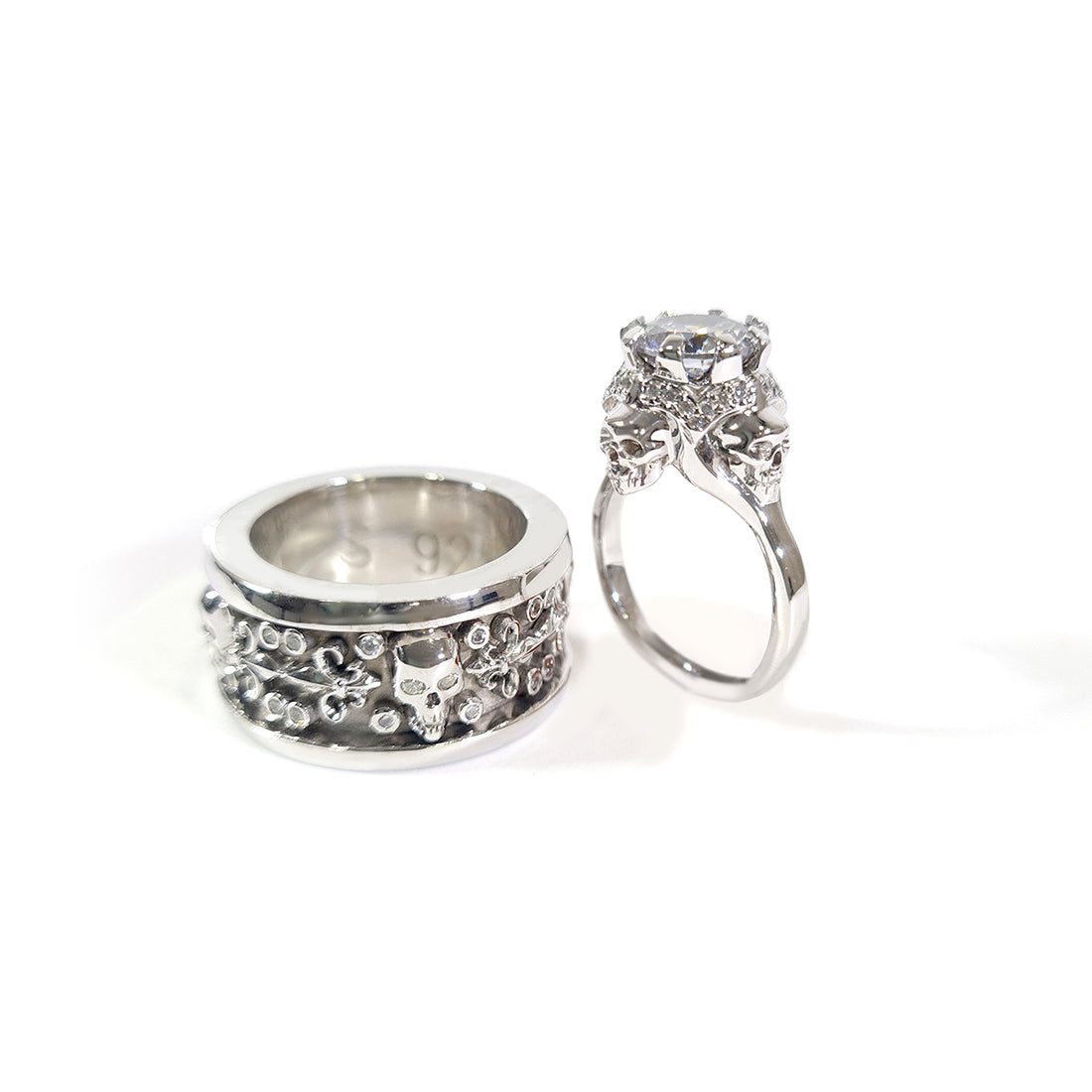 Matching Skull Wedding Ring Set