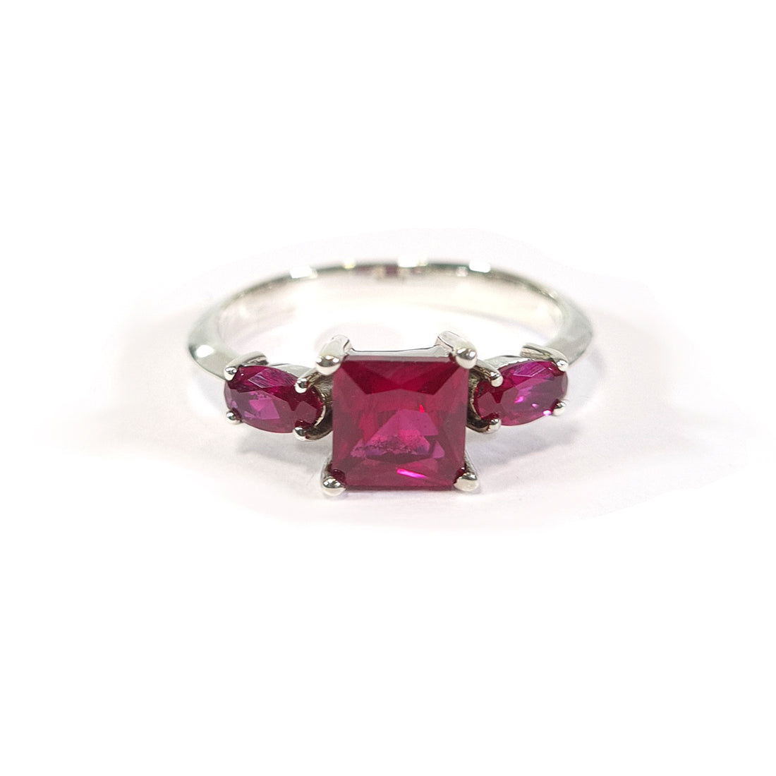 Pink Ruby Three Stone Promise Ring