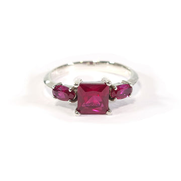 Pink Ruby Three Stone Promise Ring