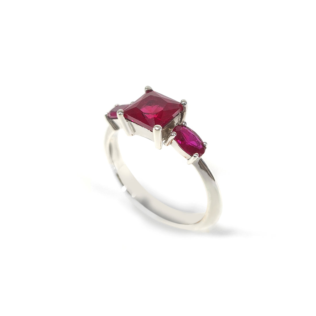 Pink Ruby Three Stone Promise Ring