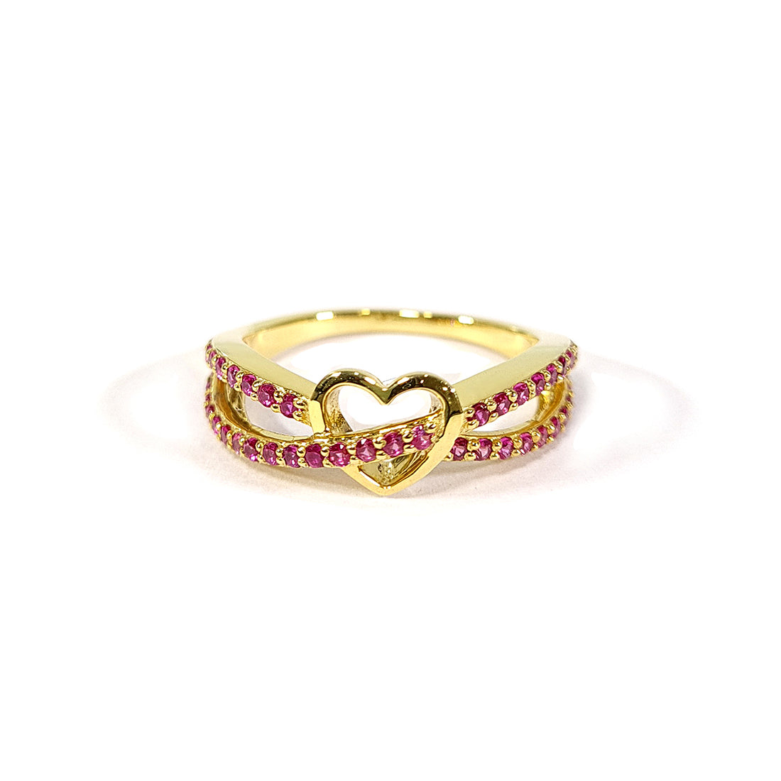 PINK CZ HEART ENGAGEMENT RING
